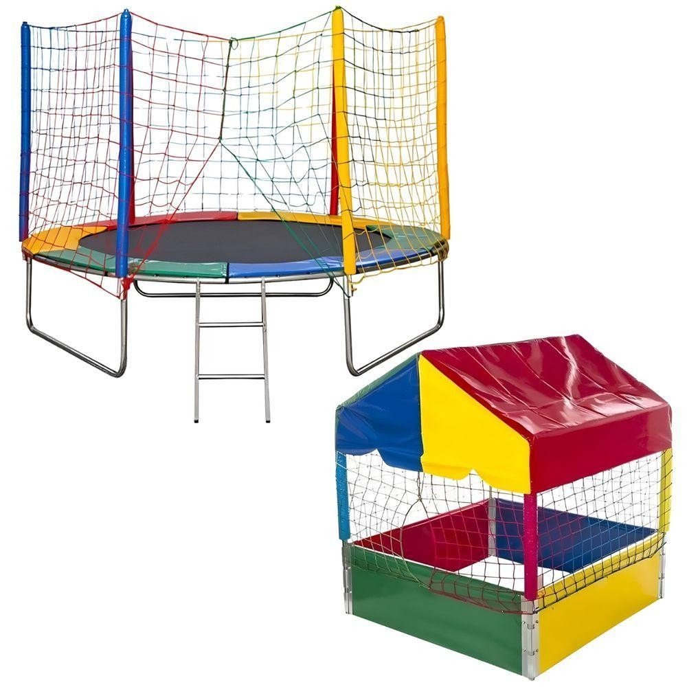 Kit Cama Elástica Pula Pula 2,44m Grande + Piscina De Bolinhas 1,00m Infantil Playground em Oferta na Shopee