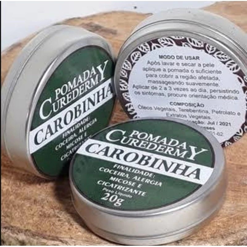 3 UN Pomada Curadermy Carobinha 20g em Oferta na Shopee