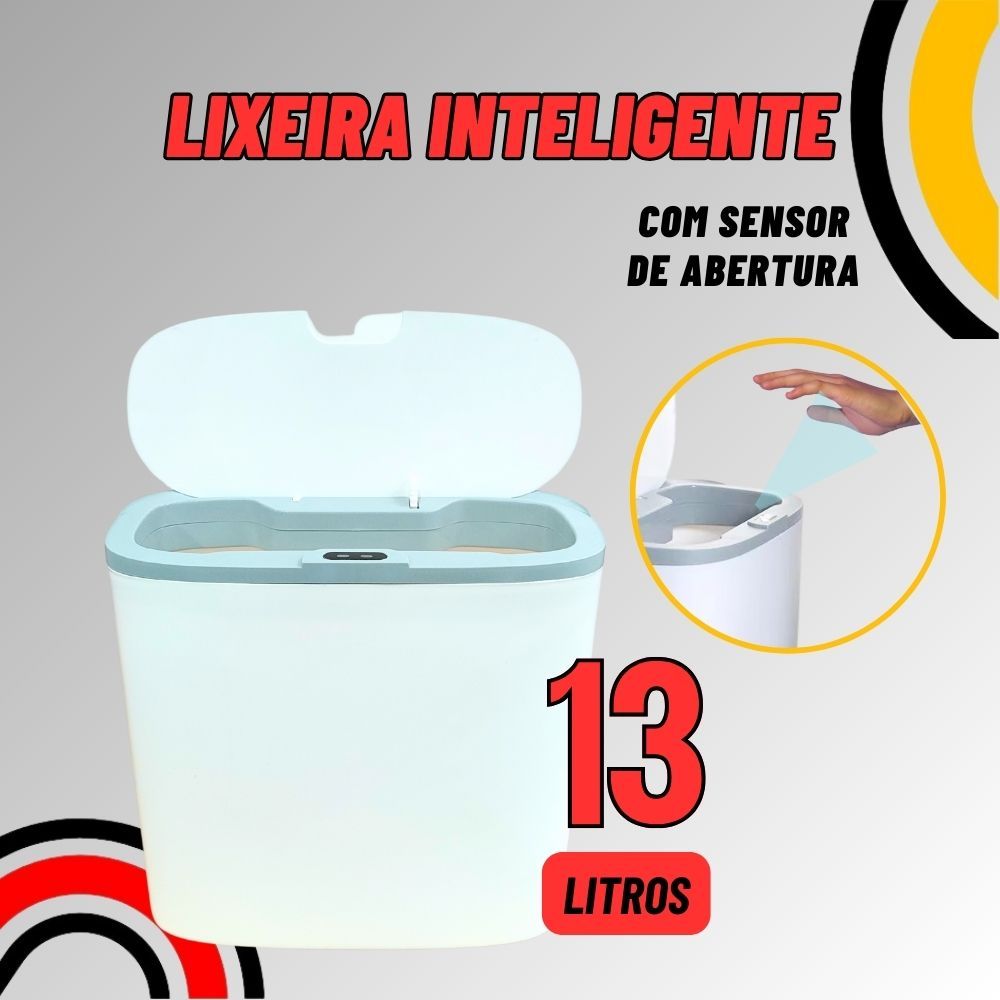 Lixeira Inteligente com Sensor Automático 13 Litros Banheiro Cozinha
