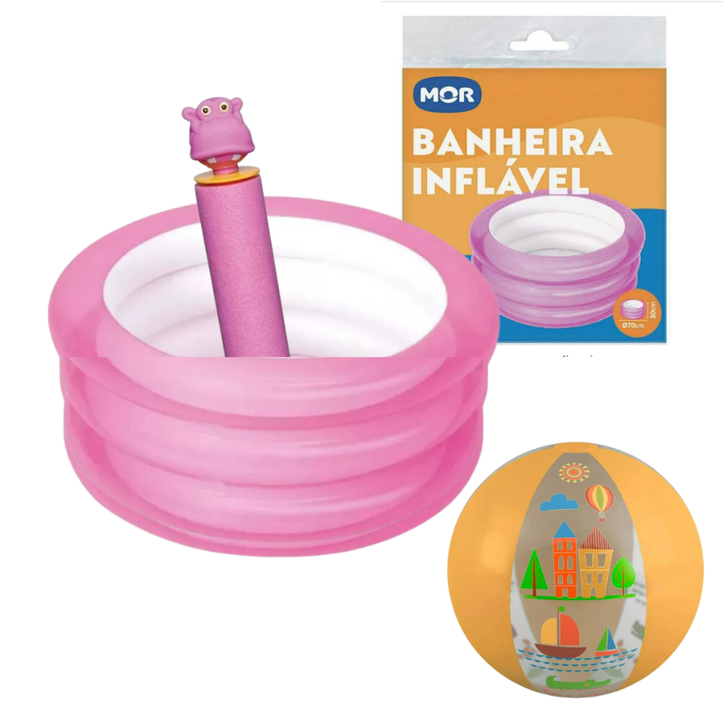 Kit Banheira Piscina Inflável 80 Litros + Lança Água + Bola em Oferta na Shopee
