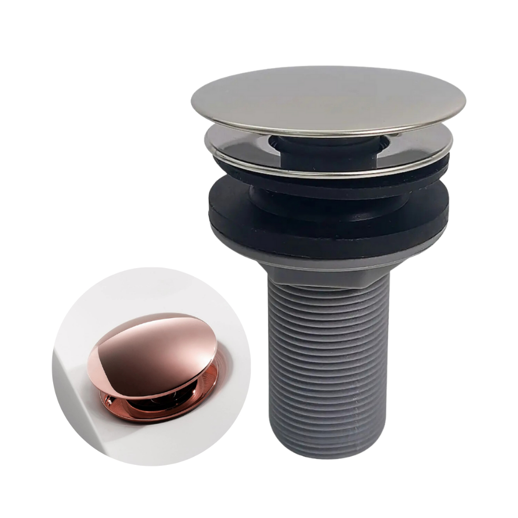 Válvula Click Lopazzi  Ralo Rose Gold Para Pia Cuba Lopazzi Lavatório Banheiro Lavabo Conexão 7/8 Aço Inox 304 Luxo