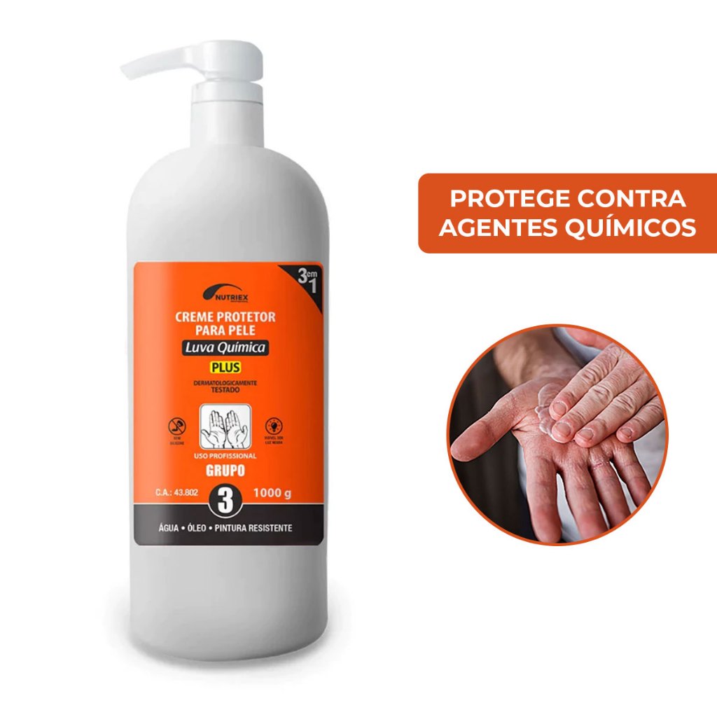 Creme de Proteção Luva Química Nutriex 1L para Mãos e Pele Óleo Pintura Produtos Quimicos em Oferta na Shopee