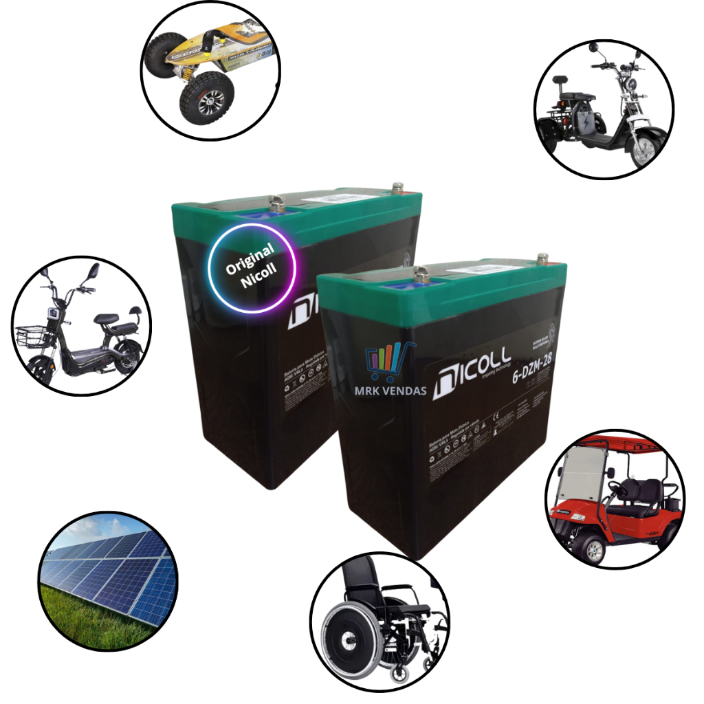 Kit 2 Bat para Bicicleta triciclo Electro Bike Eb 008 Cadeira De Rodas Motorizada Ortobras 12v 28ah