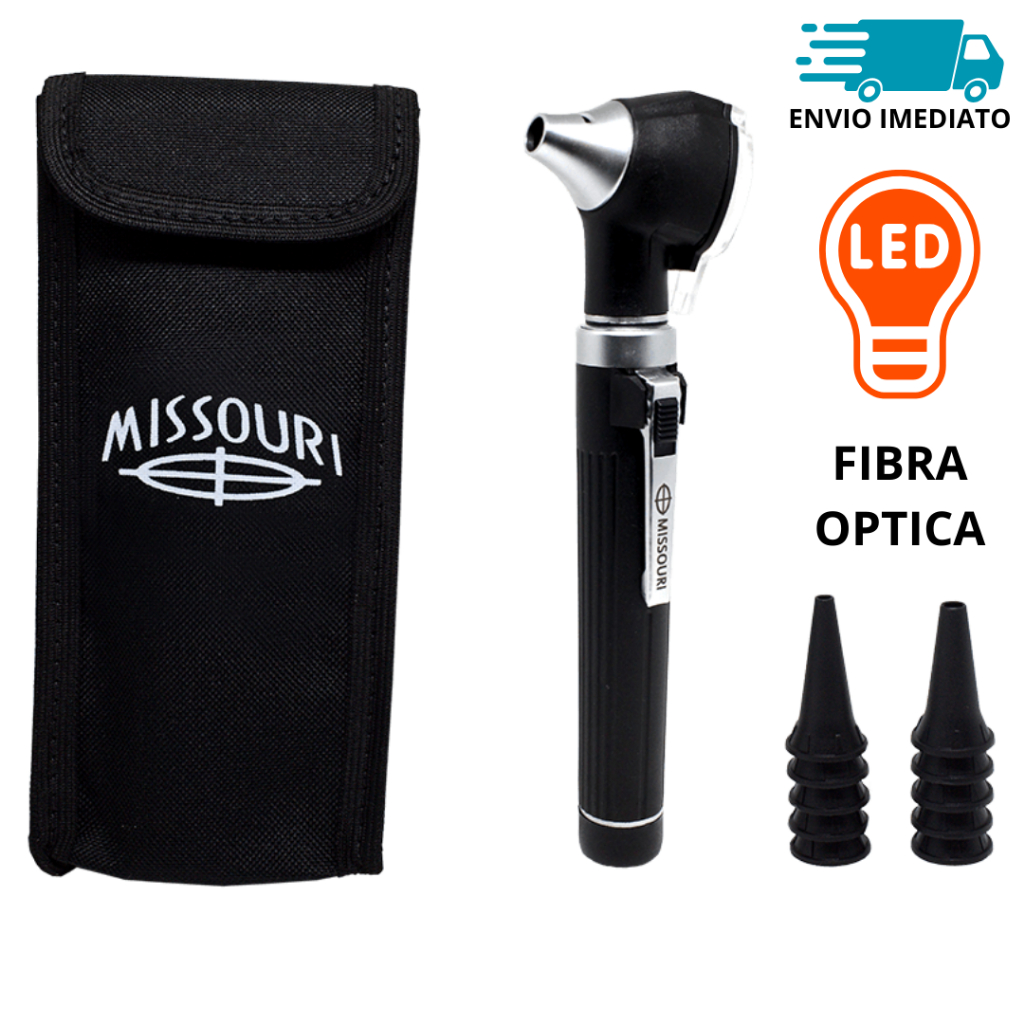 Otoscópio Profissional Led Fibra Óptica Luz Branca e Amarela Estojo MIKATOS Nota Fiscal Garantia