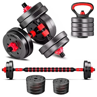 Kit 6 em 1 - Dumbbells, Barras e Kettelebell