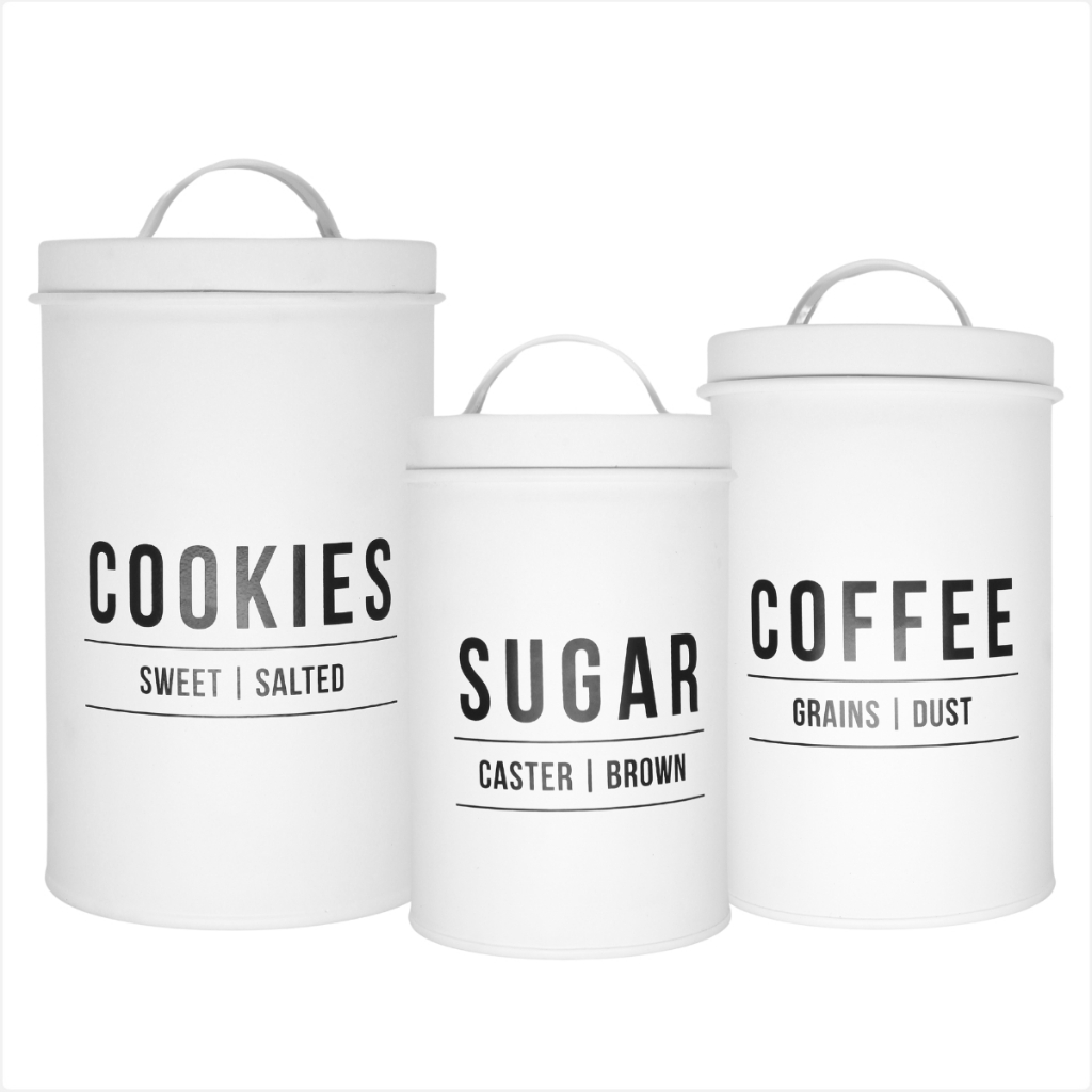 Conjunto 3 Latas Café Açucar e Biscoito Para Mantimentos