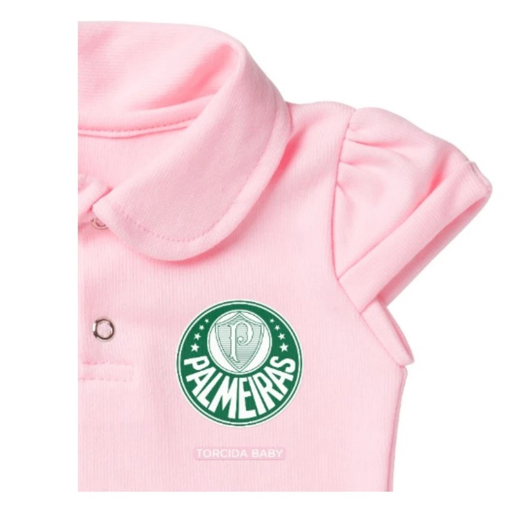 Body Palmeiras Polo Rosa Torcida Baby - OFICIAL