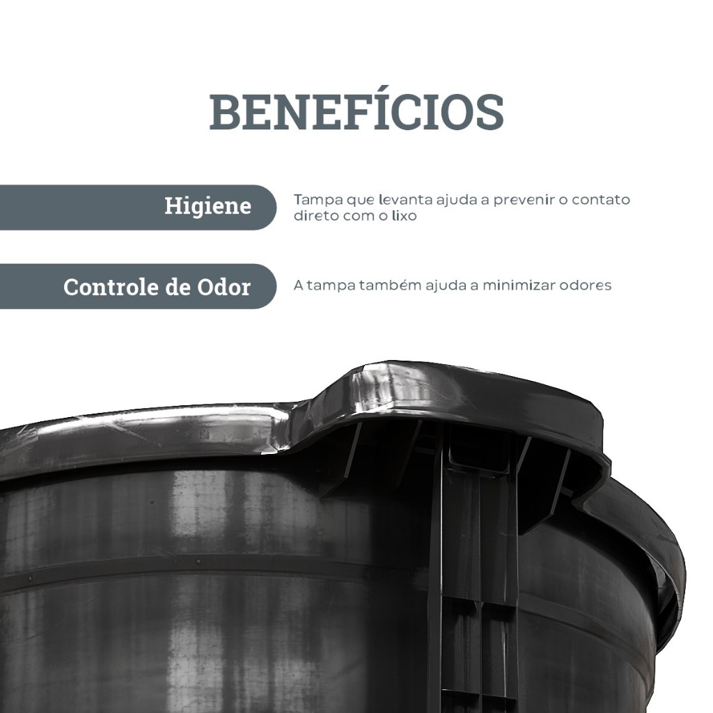 Lixeira Plástica 13 Litros Com Pedal Resistente Reforçada Multiuso Banheiro Cozinha Decoração Casa Ambientes