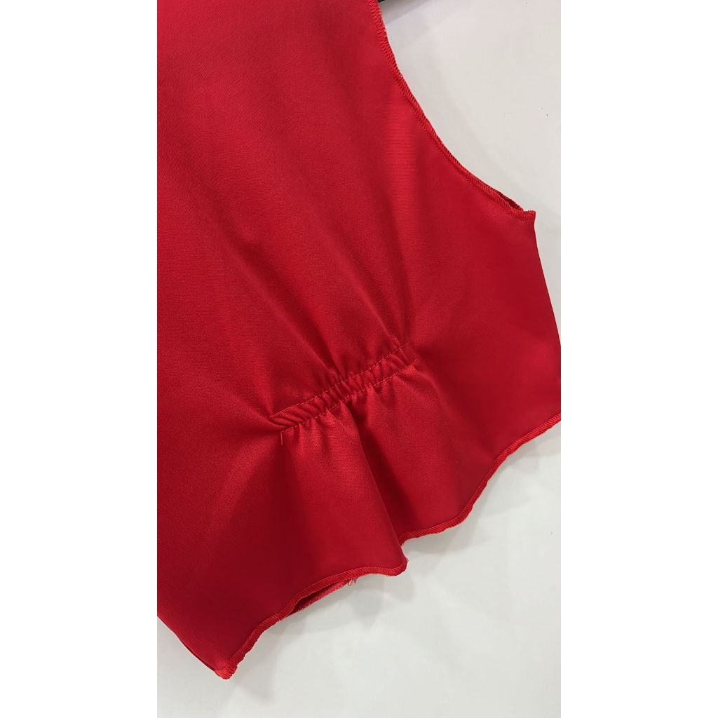 Colete Veludinho Vermelho para Fantasia, Vampiro, Caubói, Halloween, Festas