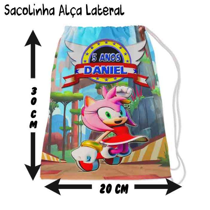 Kit Mochilinha Sacolinha Mochila Saco Sacochila Saquinho Lembrancinha Brinde Aniversario Personalizadas Sonic