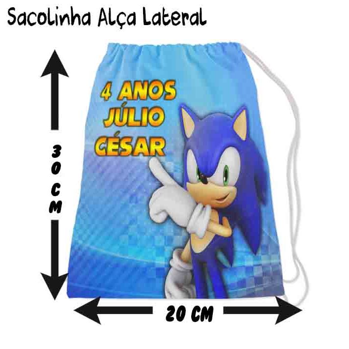 Kit Mochilinha Sacolinha Mochila Saco Sacochila Saquinho Lembrancinha Brinde Aniversario Personalizadas Sonic