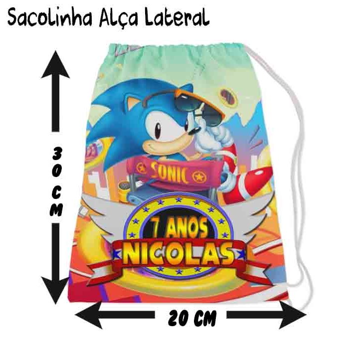 Kit Mochilinha Sacolinha Mochila Saco Sacochila Saquinho Lembrancinha Brinde Aniversario Personalizadas Sonic