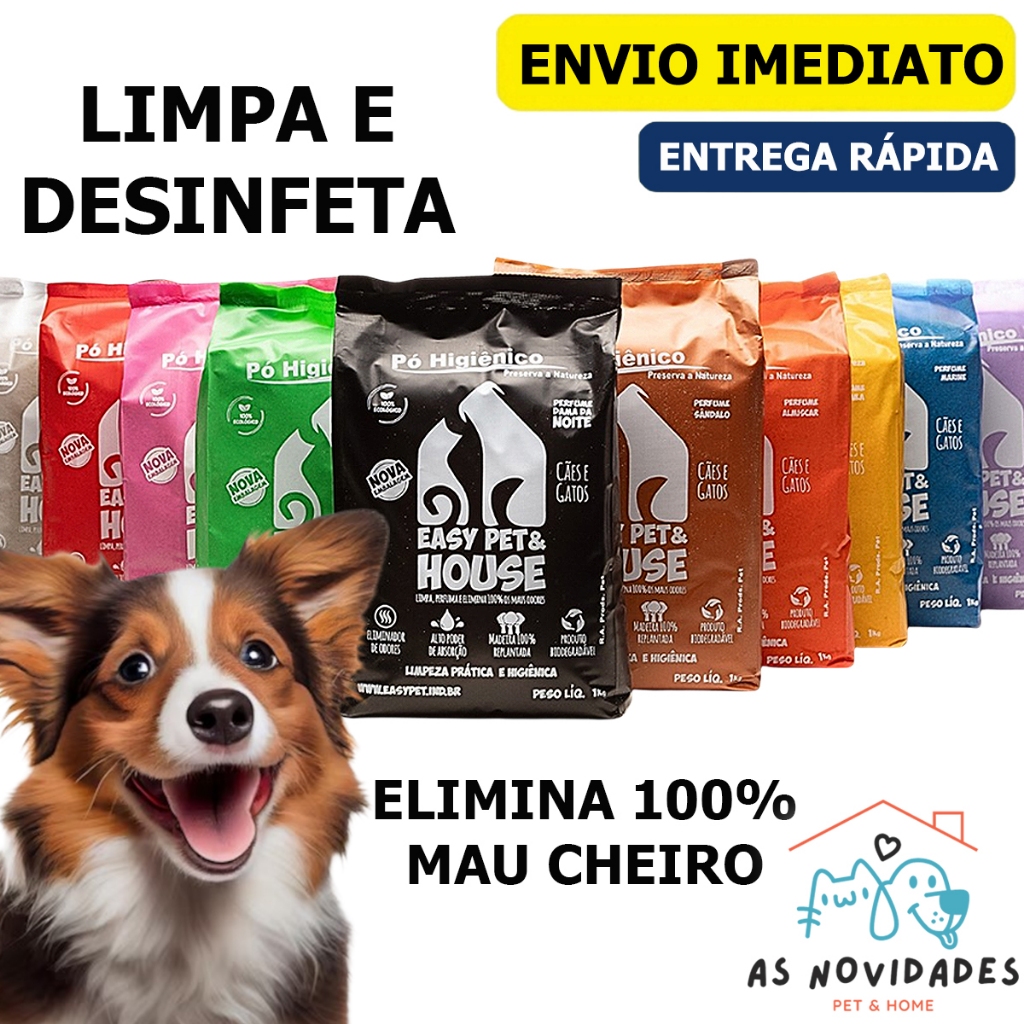 Pó Higiênico Para Cães Eliminador De Odores Easy Pet & House 1 Kg Limpa Desinfetante 100% Natural
