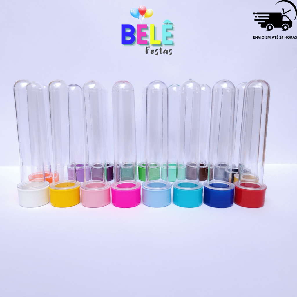 20 Tubete grande 13cm c/Tampa Plástica - Perfeito Para Lembrancinha Festas Doces em Oferta na Shopee