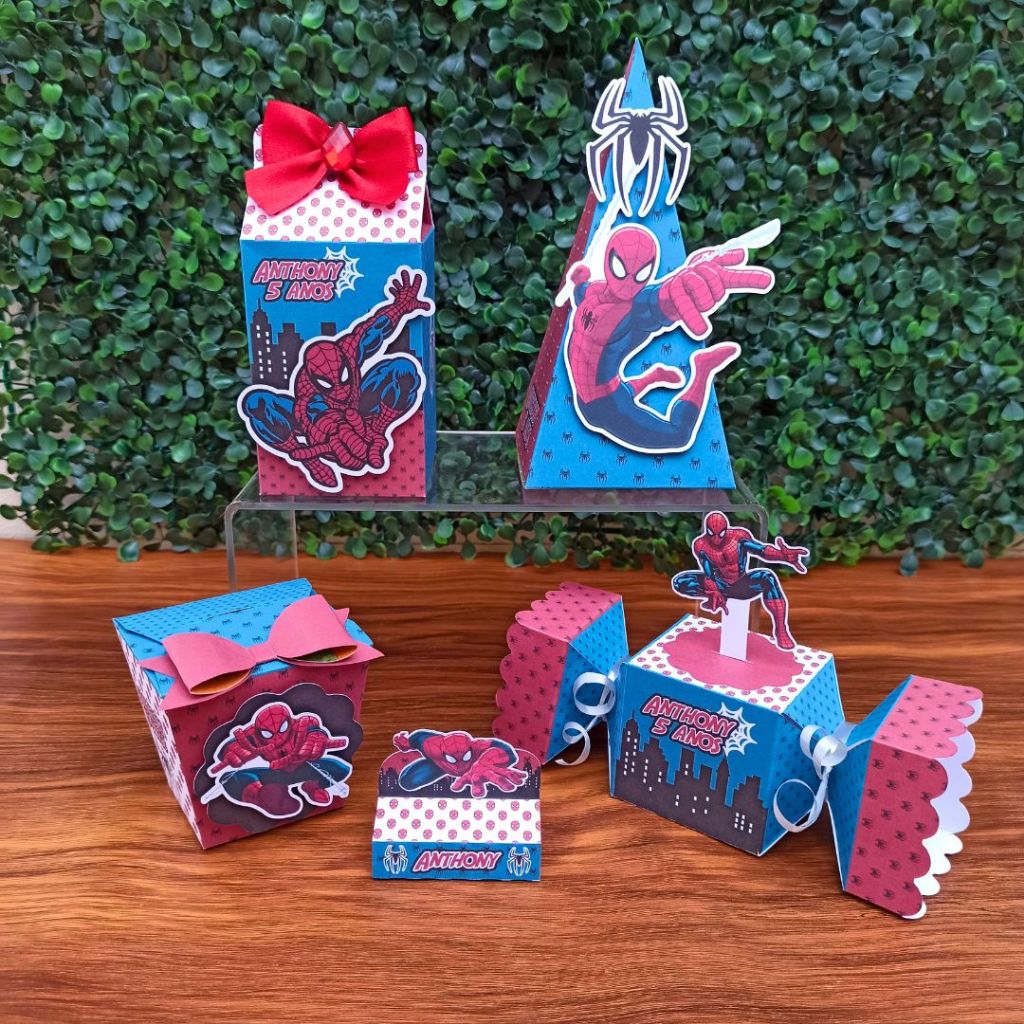 Kit Festa - Lembrancinhas Personalizadas Homem Aranha - Caixinhas Personalizadas - Papelaria Personalizada