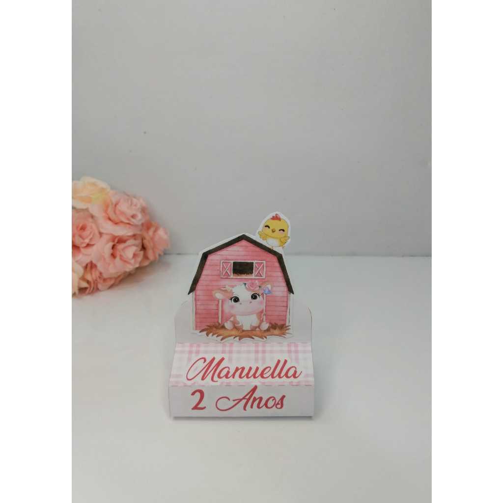 10 Porta Bis Duplo - Lembrancinhas Personalizadas Fazendinha Menina - Caixinhas Personalizadas - Papelaria Personalizada