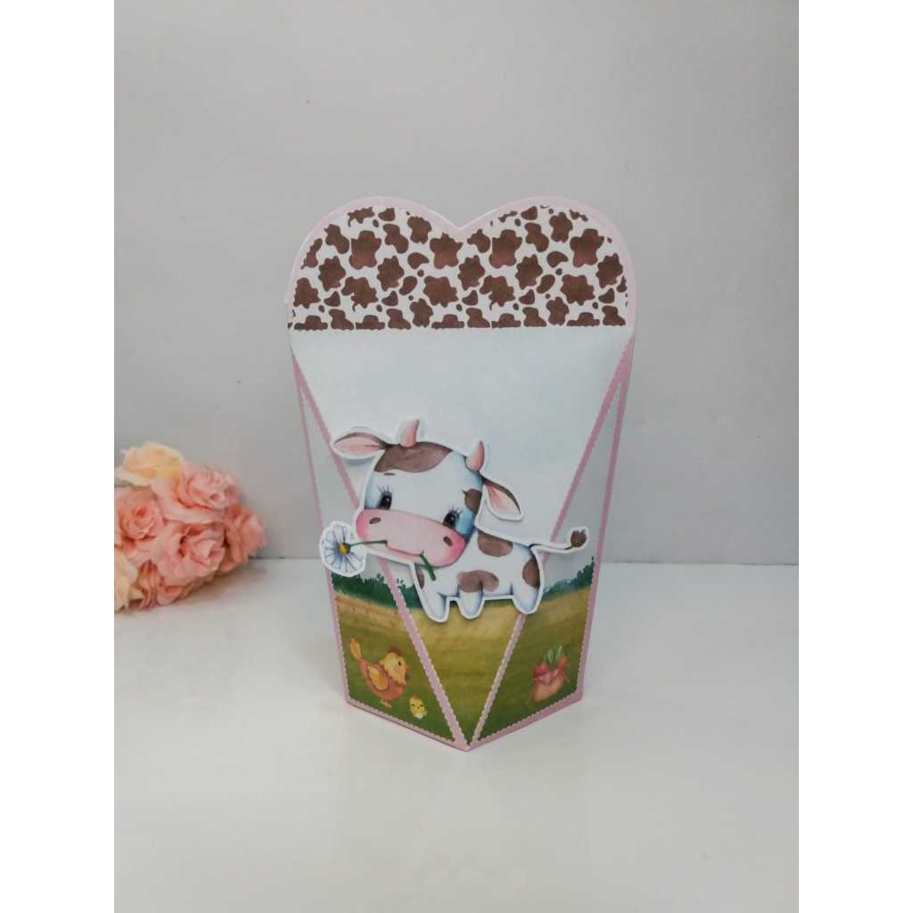 10 Caixas Coração - Lembrancinhas Personalizadas Fazendinha Menina - Caixinhas Personalizadas - Papelaria Personalizada