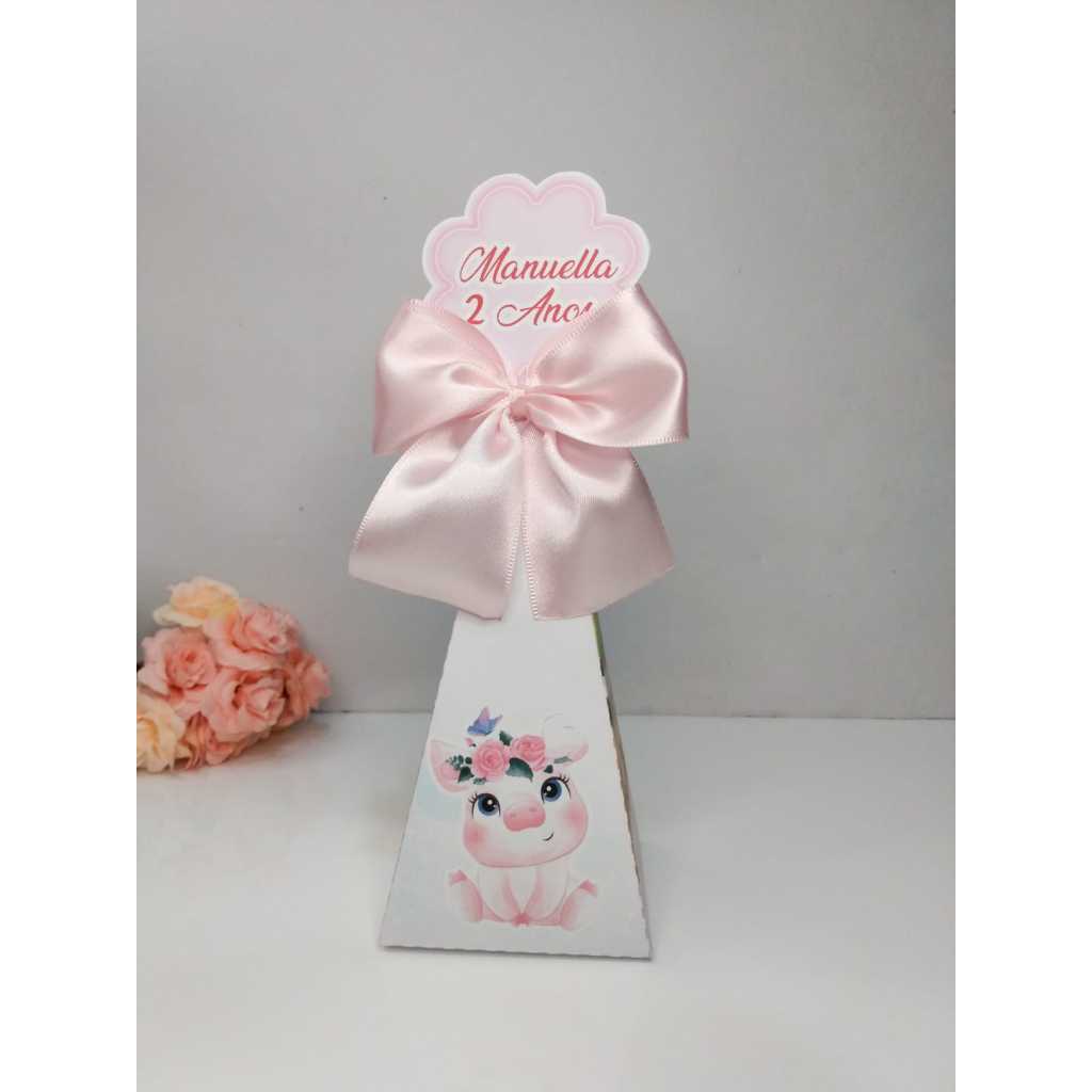 10 Caixas Pirâmide - Lembrancinhas Personalizadas Fazendinha Menina - Caixinhas Personalizadas - Papelaria Personalizada