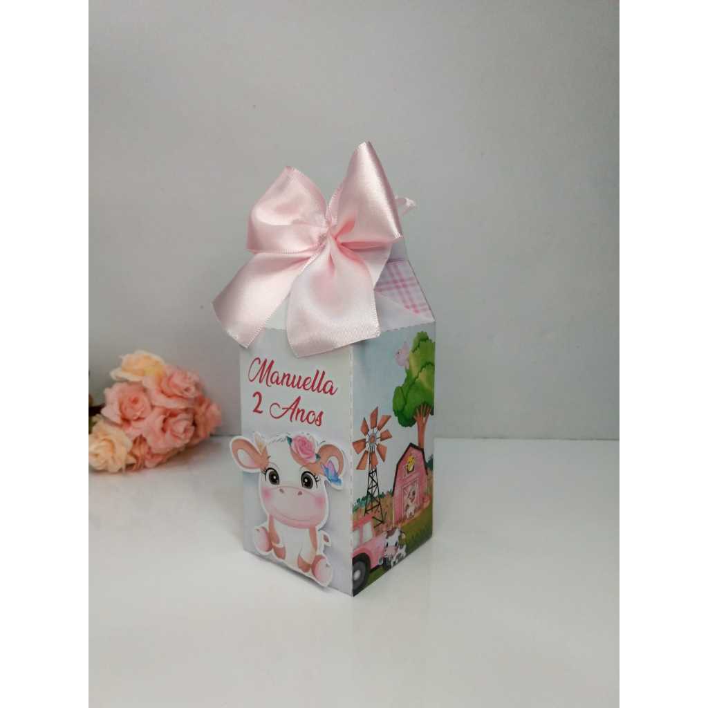 Kit Festa - 30 Lembrancinhas Personalizadas Fazendinha Menina - Caixinhas Personalizadas - Papelaria Personalizada