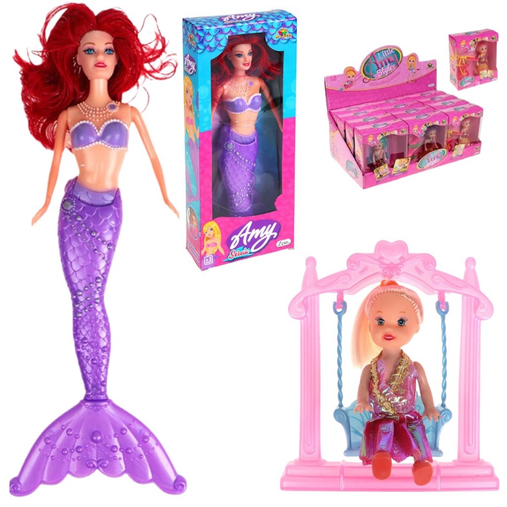 kit  com 2 Bonecas,Boneca Amy Sereia Cauda que brilha  e Boneca  litlle amy passeio  no parque