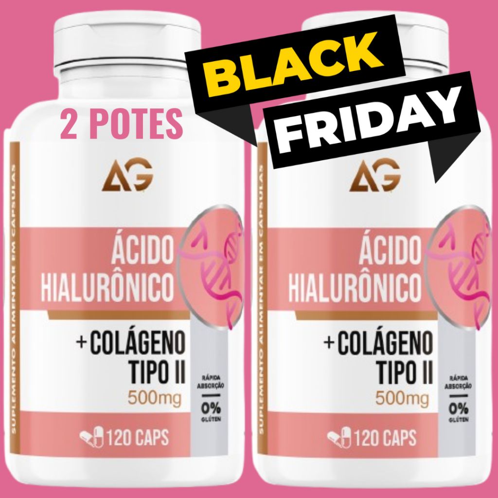 Ácido Hialurônico com Colágeno Tipo 2 Kit 2x Potes 240 Cápsulas Qualidade Premium Original