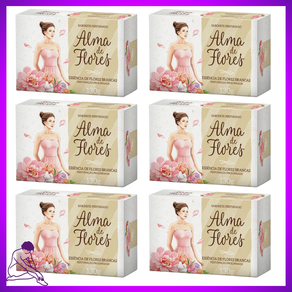 Kit 6 Sabonete Alma de Flores Brancas 130g