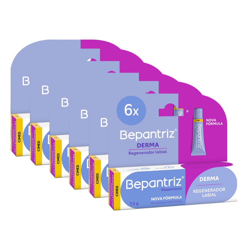 Kit c/6 und Protetor Labial Bepantriz Derma 7,5 ml - Beauty