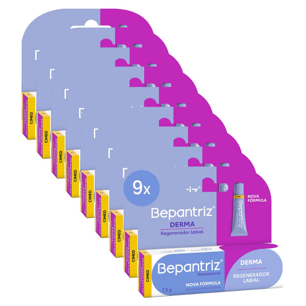 Kit c/9 und Protetor Labial Bepantriz Derma 7,5 ml