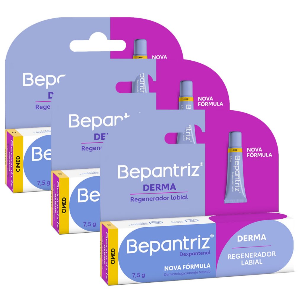 Kit 3 und Protetor Labial Bepantriz Derma 7,5 ml