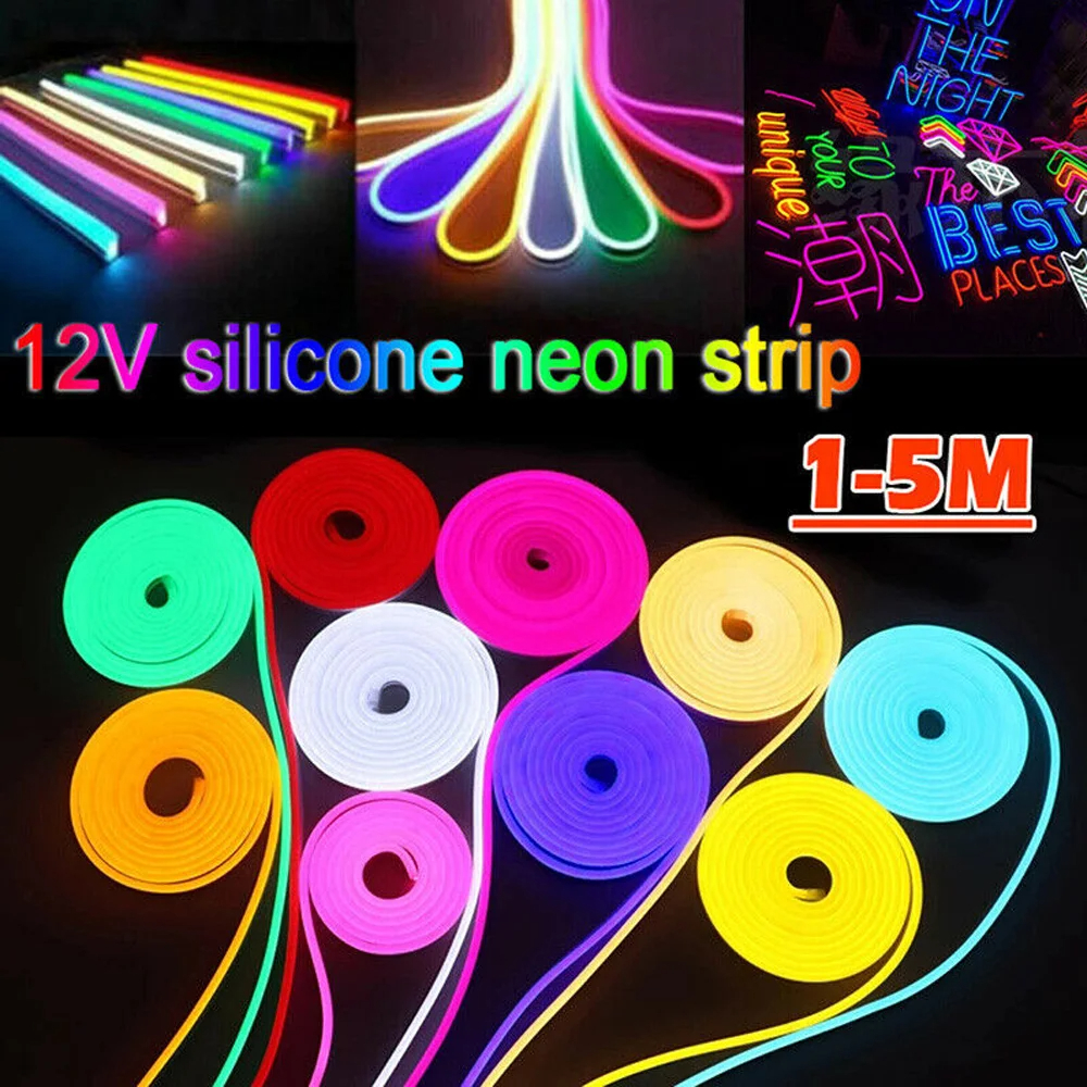 Fita de Led Mangueira Neon 5 Metros Corte 2.5cm Flex 12v Alto Brilho - Varias Cores