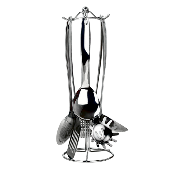 Kit 7 Peças Utensílios Em Inox Com Suporte Concha Colher Escumadeira PREMIUM em Oferta na Shopee