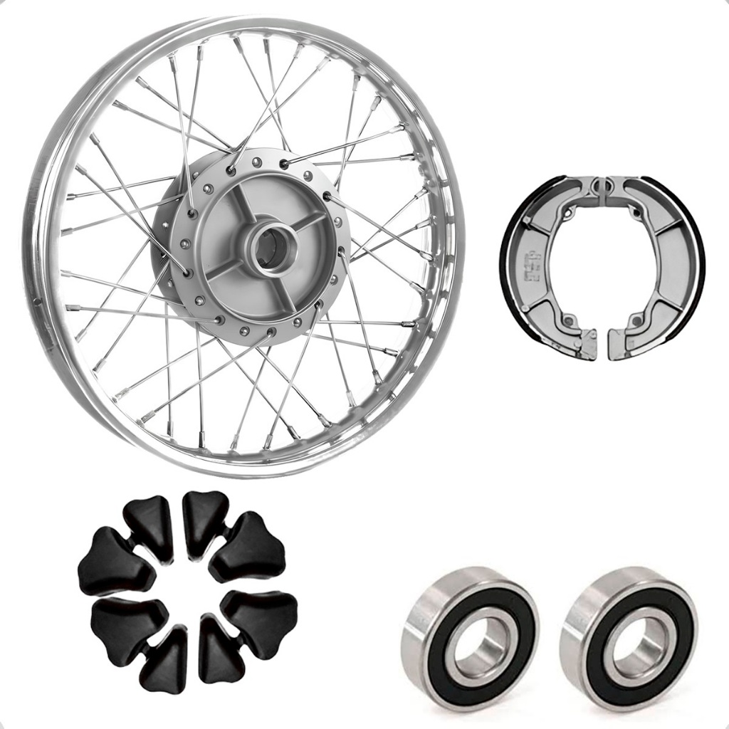 Roda Traseira Completa + Lona Freio + Rolamento + Bucha Coroa + Raio 4mm - Titan Fan 150 160 Start