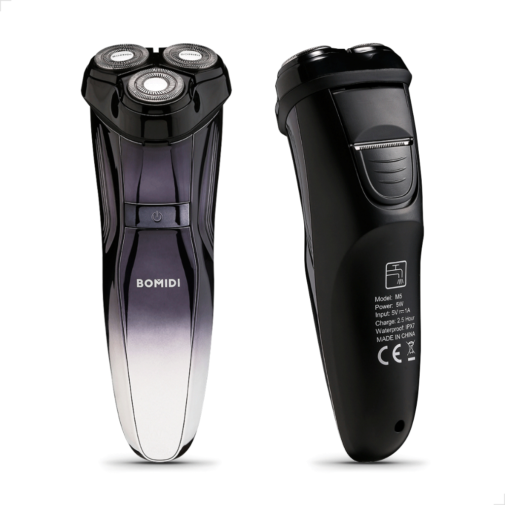 Barbeador Elétrico Sem Fio Para Pelos Secos e Molhados Display de Led Lâminas Triplas IPX7 Bomidi M5 - Beauty