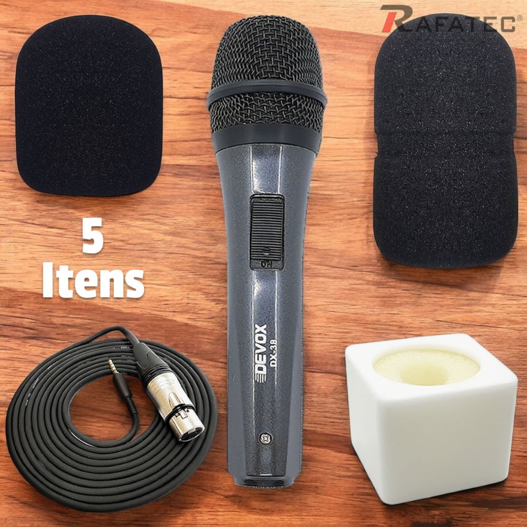 Kit Reporter Microfone no Celular Cabo P3 Espuma Alta Baixa + Canopla Acrílico