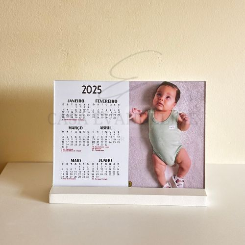 Calendário Semestral 6 Meses A Escolha Ano Novo Em Porta Retrato Grande Mesa Recordação Lembrancinha