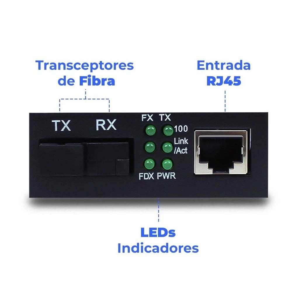Par Conversor Fibra Óptica Mídia Gigabit 100mbps RJ45 A+B 2 unidades - detalhe