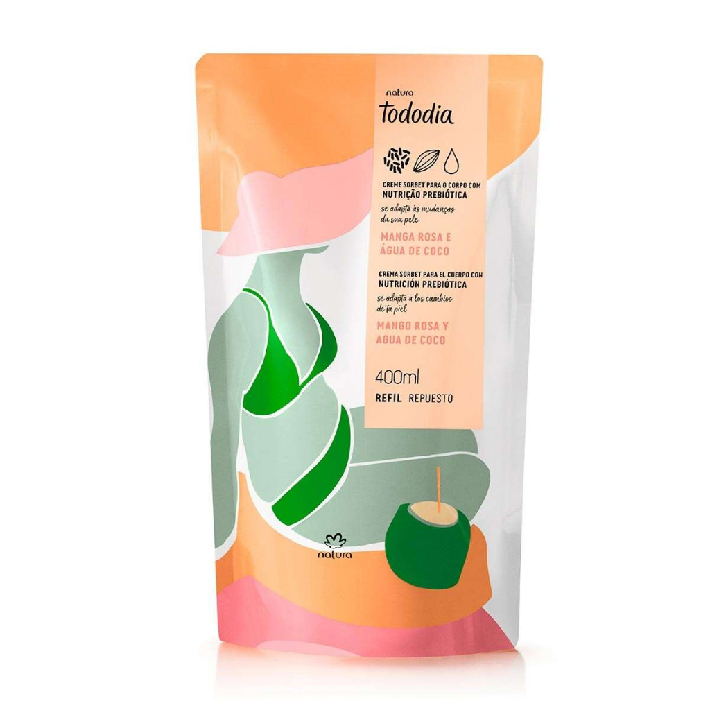 Refil Creme Sorbet Desodorante Nutritivo Para o Corpo Tododia Manga Rosa e Água De Coco - 400ml