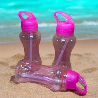 Garrafa Plástica Squeeze  Rosa Com Bico Canudo Retrátil 500 ML