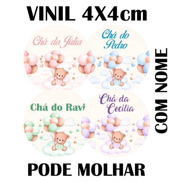 100 ADESIVOS DE CHÁ DE BEBÊ - PERSONALIZADO COM NOME - Lembrancinhas de Chá de Bebê, Aniversário, Chá Revelação