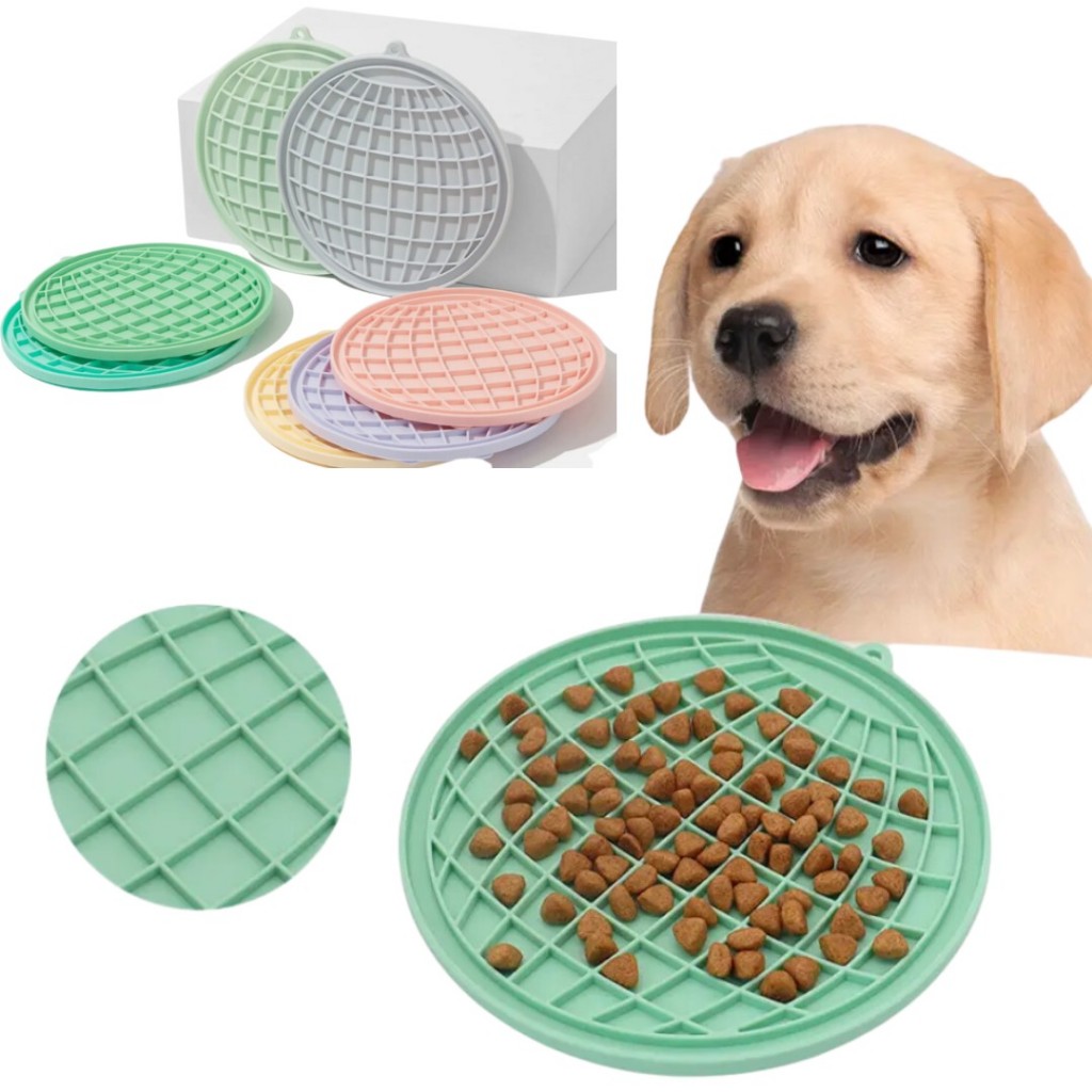 Tapete Comedouro Lento Interativo Lamber Com Ventosa de Silicone Fixação Para Cachorro e Gato