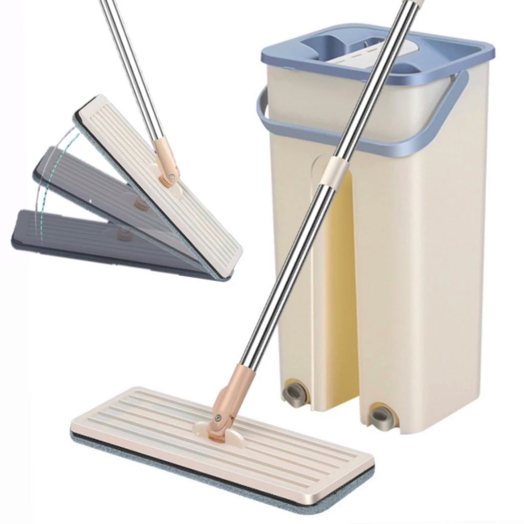 Flat Mop Esfregão Com Balde Rodo Mágico Lava Seca Tira Pó envio imediato