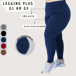 Legging Plus Size Suplex Cintura Alta Costura Reforçada G1 ao G5 em Oferta na Shopee