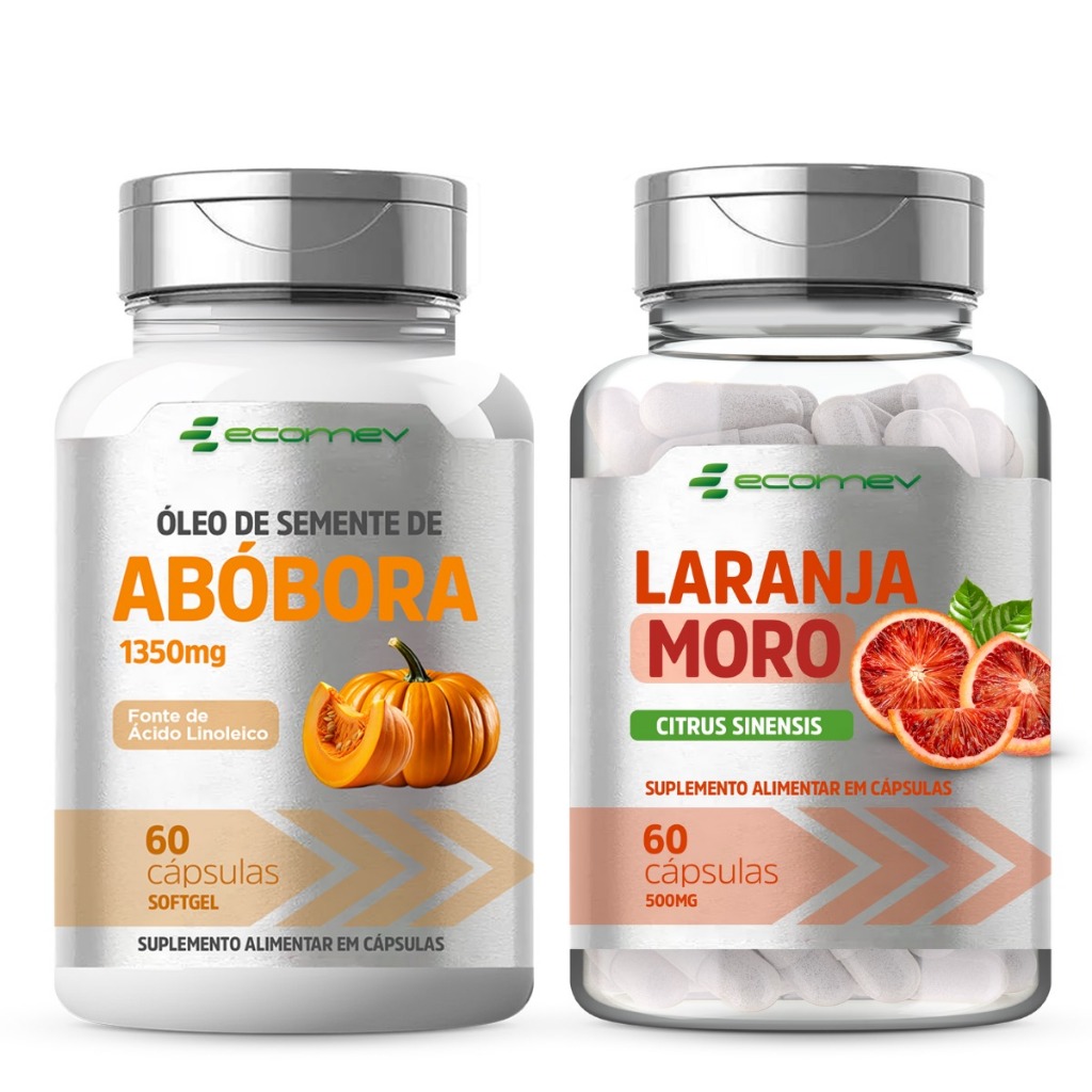 Kit Laranja Moro + Oleo Semente De Abobora + Vitamina E 120cáps -  Ecomev