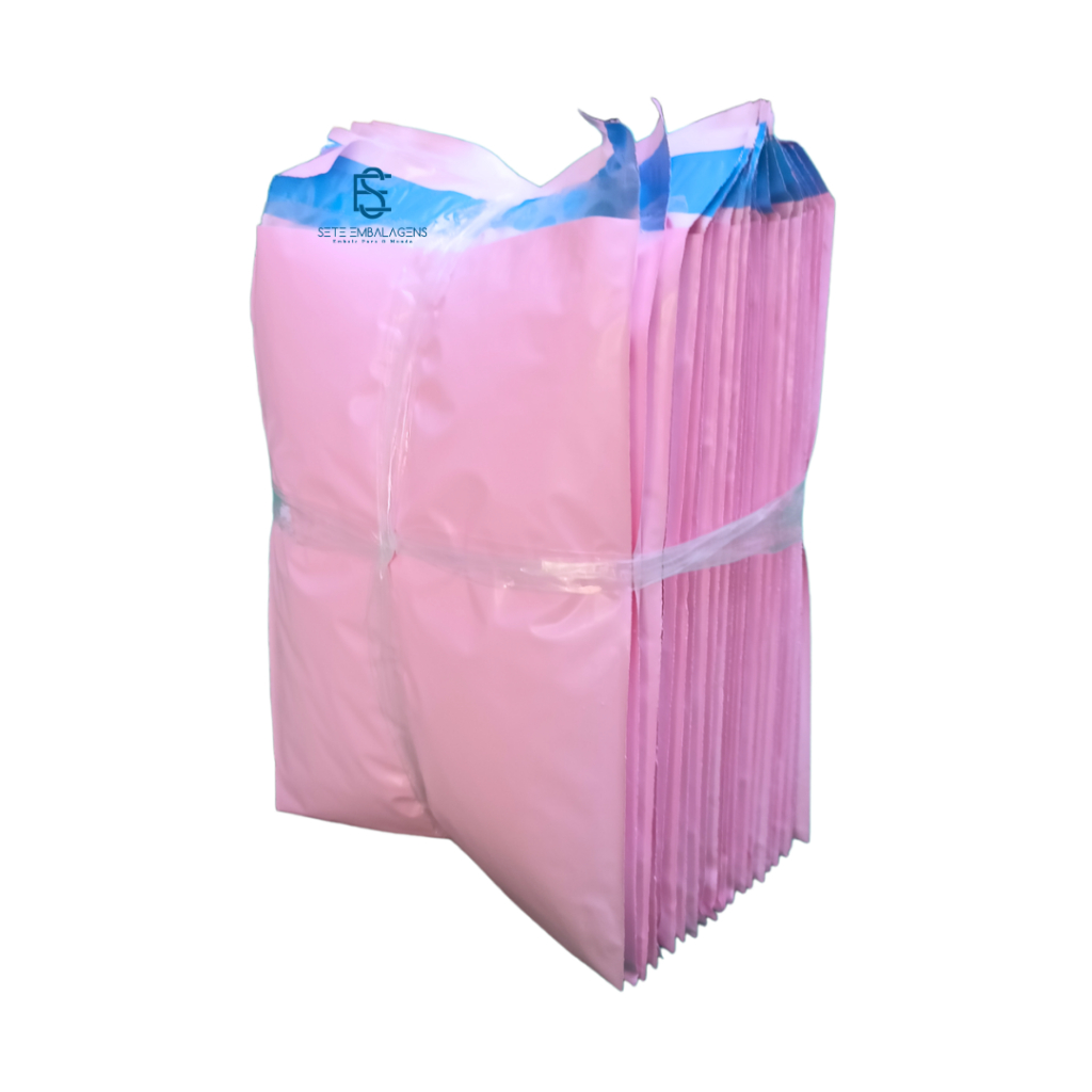 Envelope Plastico de Segurança Com Saco Bolha ROSA BB 26x36 100 Und