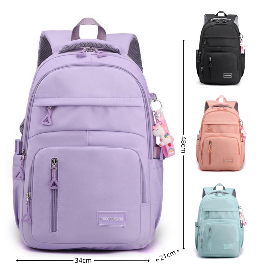 Mochila feminina casual e versátil leve e à prova d'água com grande capacidade para estudantes e computador em Oferta na Shopee