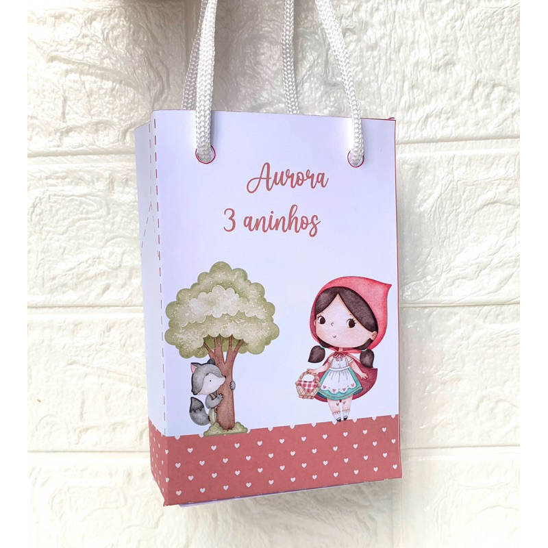 SACOLINHA PERSONALIZADA CHAPEUZINHO VERMELHO - TAM P | Lembrancinhas chapeuzinho aquarela