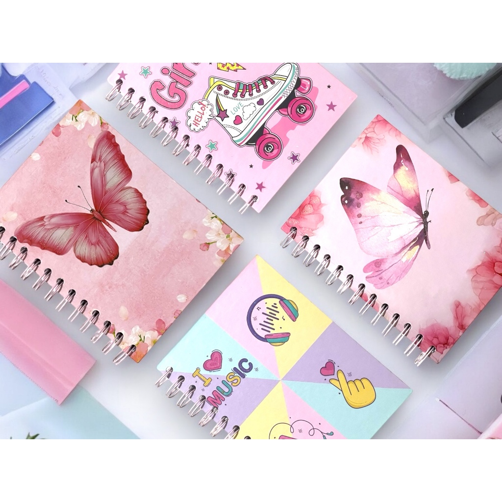 Caderno Capa Dura com Caneta Espiral Caderneta de Bolsa Anotações Moderna Borboleta Blogueira em Oferta na Shopee