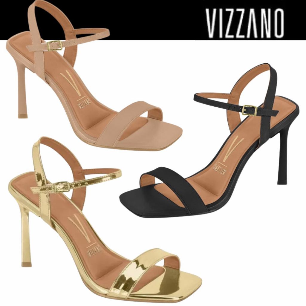 Sandália Feminina Vizzano Salto Lápis Stilleto Metalizado Glamour Conforto em Oferta na Shopee