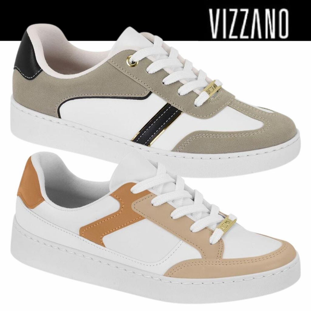 Tênis Feminino Vizzano Pelica Casual Basico Bicolor Branco Estiloso em Oferta na Shopee