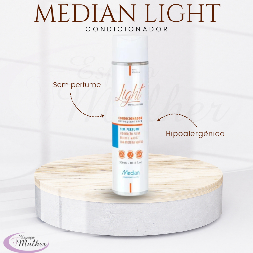 Condicionador Median Light Sem Perfume e Sem Corantes (HIPOALERGENICO) - Todos os tipos de cabelo 300ml